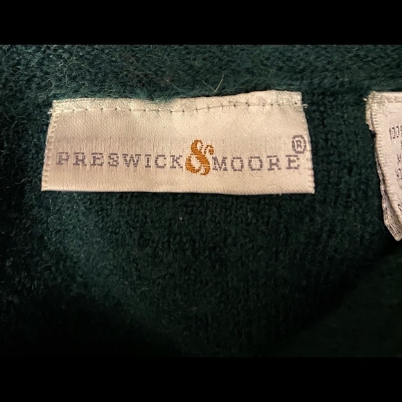 Vintage Womens M 100% Wool Sweater Cardigan Evergreen Button Up With Pockets - Picture 8 of 12